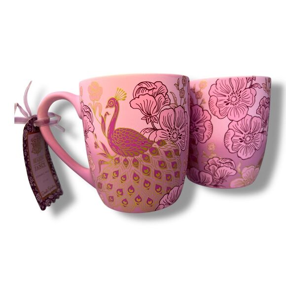 Pink Peacock Floral Mug with Gold Foil Accents - Picture 5 of 10